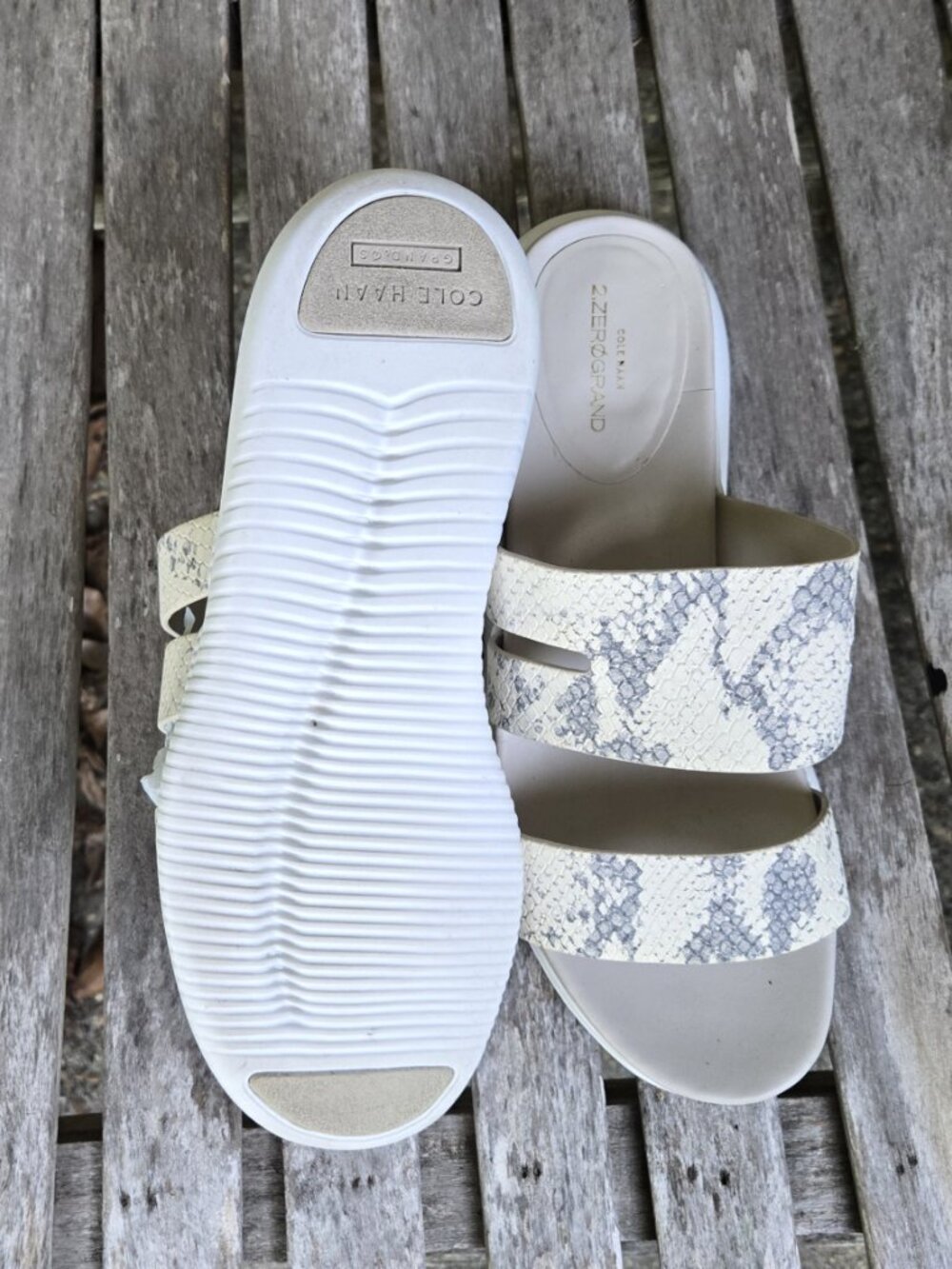 COLE HAAN 2.Zerogrand Slot Slide Sandals Ivory Roccia Optic Snake Print Shoes 6 - Picture 4 of 4